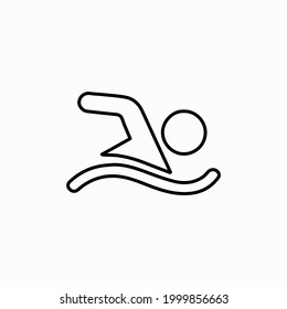 swimmer icon, swim in pool, thin line web symbol on white background - editable stroke vector illustration eps10. Swimming icon, Vector
