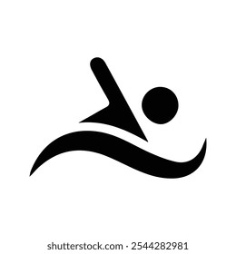 Swimmer icon. Swimming symbol. Swimming allowed sign. Swimming pool concept.  Customizable thin line illustration. Editable stroke.