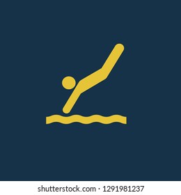 swimmer icon, swimmer symbol. Flat vector sign isolated on blue background. Simple vector illustration for graphic and web design.