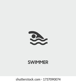 swimmer icon. swimmer vector on gray background