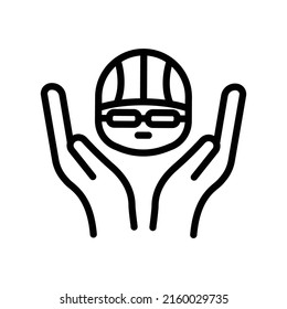 Swimmer icon vector. Swimming, athlete, sport, hand with head. line icon style. Simple design illustration editable