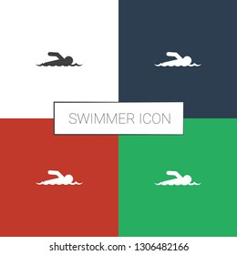 swimmer icon white background. Editable filled swimmer icon from summer. Trendy swimmer icon for web and mobile.