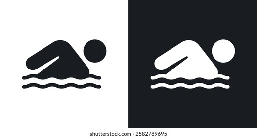 Swimmer icons set vectors black and colored style