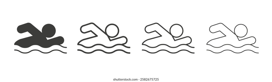 Swimmer icons set vectors graphic designs