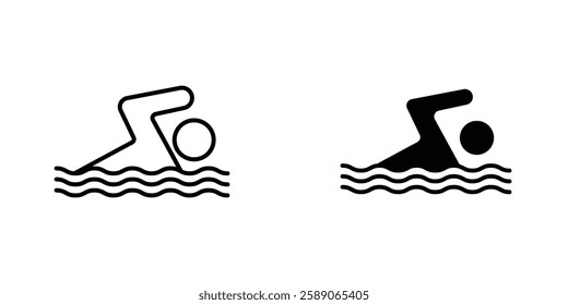 Swimmer icons thin line illustrations designs