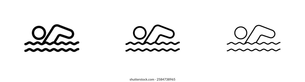 Swimmer icons in three different stroke lines