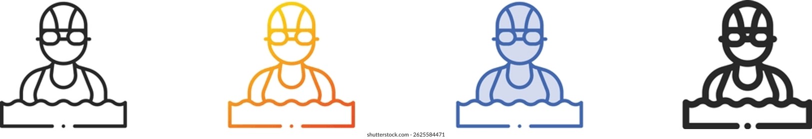 swimmer icon.Thin Linear, Gradient, Blue Stroke and bold Style Design Isolated On White Background