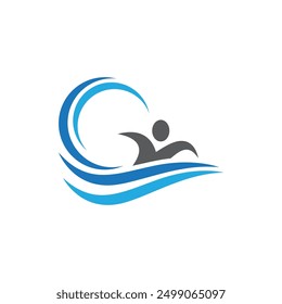 Swimmer illustration logo design template