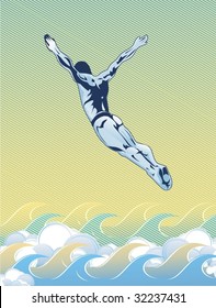 swimmer jump in the water,vector