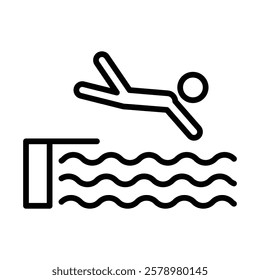 swimmer jumping icon Black and white logo