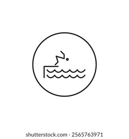 swimmer jumping icon line art vector