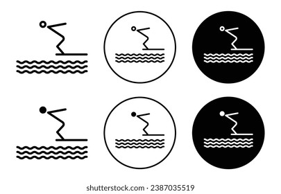 conjunto de iconos de salto de nadador. símbolo vectorial de tablero de piscina de salto alto. icono del trampolín de buceadores con un estilo de relleno y delineado negro.