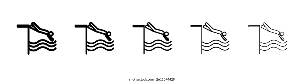 swimmer jumping icon Symbol mark in Outline style