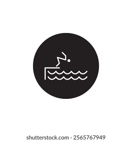 swimmer jumping icon Vector flat thin line illustration