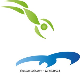 Swimmer jumps in water