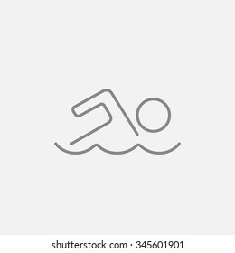 Swimmer line icon for web, mobile and infographics. Vector dark grey icon isolated on light grey background.