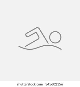 Swimmer line icon for web, mobile and infographics. Vector dark grey icon isolated on light grey background.