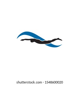 Swimmer logo design inspiraiton vector template