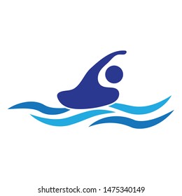 Swimmer logo icon, vector art illustration.