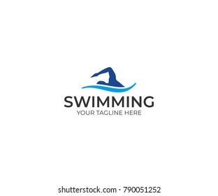 Swimmer Logo Template. Swimming Vector Design. Swim Illustration