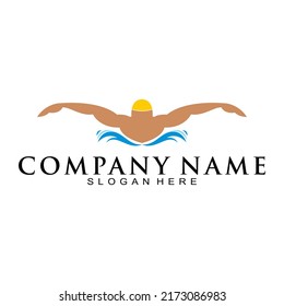 Swimmer man illustration vector logo