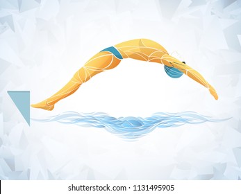 swimmer man. stylized athlete vector