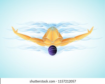 swimmer man. stylized athlete vector