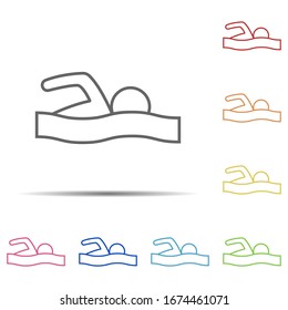 Swimmer multi color icon. Element of swimming poll thin line icon on white background