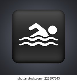 Swimmer on Blue Square Button