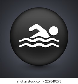 Swimmer on Blue Square Button