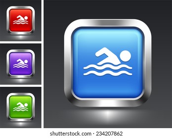 Swimmer on Blue Square Buttons