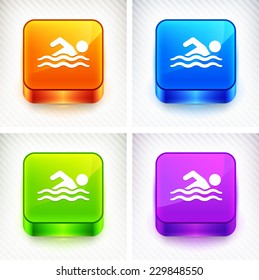 Swimmer on Multi Color Square Buttons