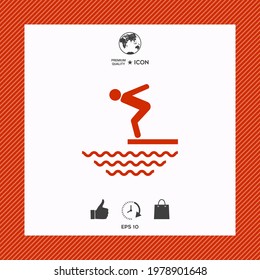 Swimmer on a springboard - icon, elements for your design