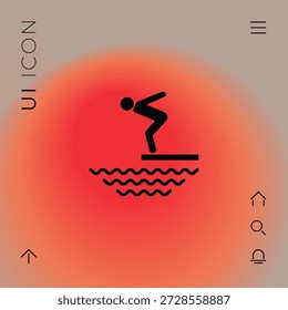 Swimmer on a springboard - icon, elements for your design