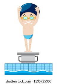 A swimmer on springboard illustration