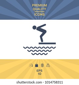 Swimmer on a springboard, Jumping into the water - icon