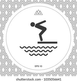 Swimmer on a springboard, Jumping into the water - icon