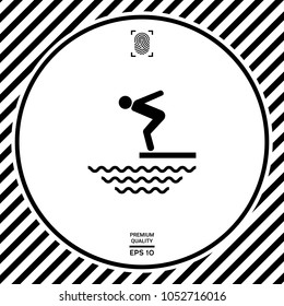 Swimmer on a springboard, Jumping into the water - icon