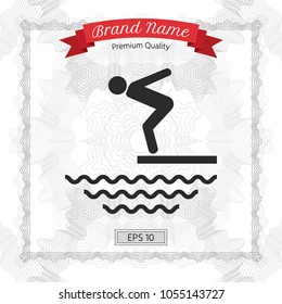 Swimmer on a springboard, Jumping into the water - icon