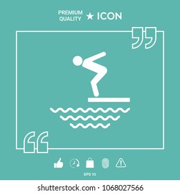 Swimmer on a springboard, Jumping into the water - icon