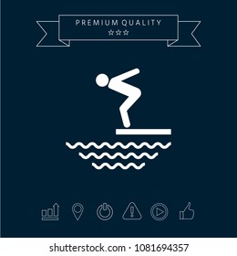 Swimmer on a springboard, Jumping into the water - icon