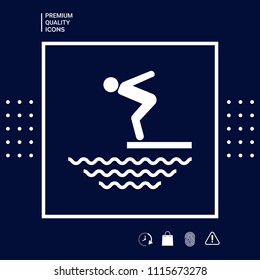 Swimmer on a springboard, Jumping into the water - icon