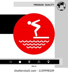 Swimmer on a springboard, Jumping into the water - icon