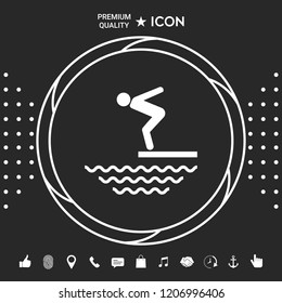 Swimmer on a springboard, Jumping into the water - icon