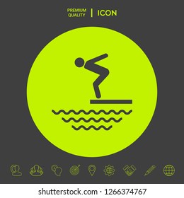 Swimmer on a springboard, Jumping into the water - icon