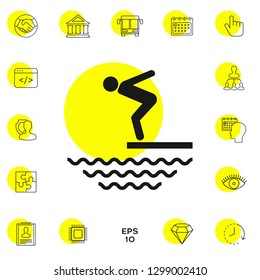 Swimmer on a springboard, Jumping into the water - icon