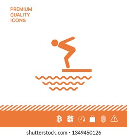 Swimmer on a springboard, Jumping into the water - icon