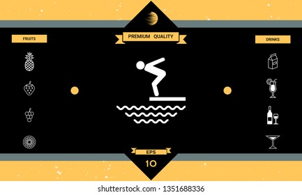 Swimmer on a springboard, Jumping into the water - icon