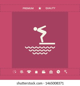 Swimmer on a springboard, Jumping into the water - icon