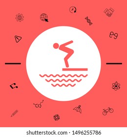 Swimmer on a springboard, Jumping into the water - icon